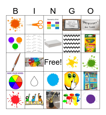 1st Grade Art Bingo Card