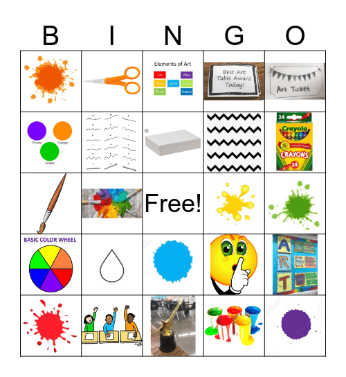 1st Grade Art Bingo Card