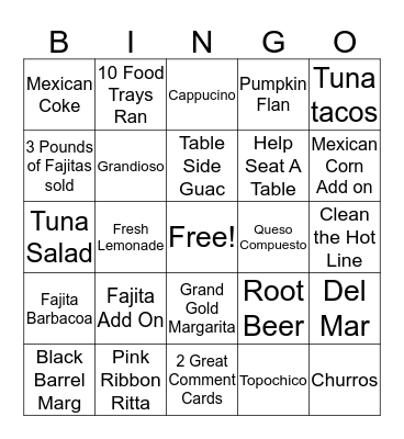 Server Bingo Card