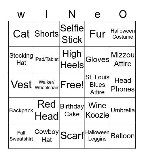 Wineo Bingo Card