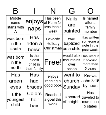 Ladies of Karm Bingo Card