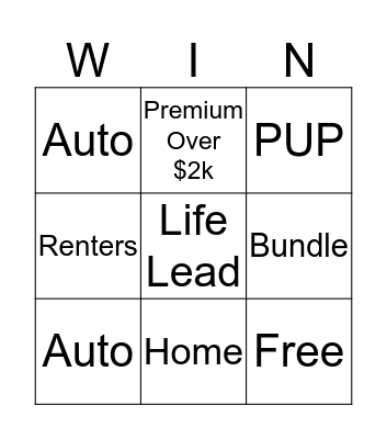 Sales Bingo Card