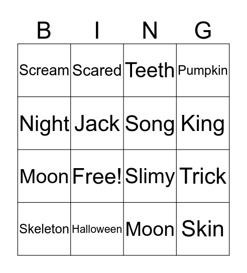 Halloween Bingo Card