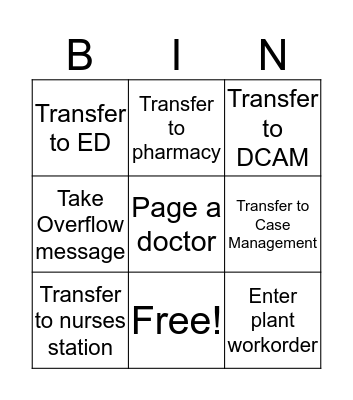 Call Center Bingo Card