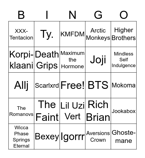 Music In Common With Atlas Bingo Card