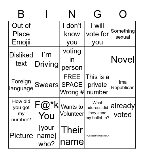 GOTV BINGO Card