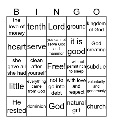 REVIEW Bingo Card