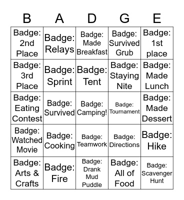 Badges Bingo Card