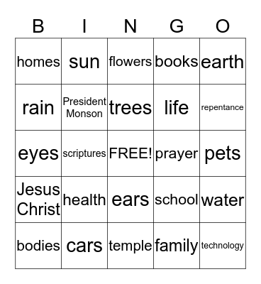 Blessings Bingo Card