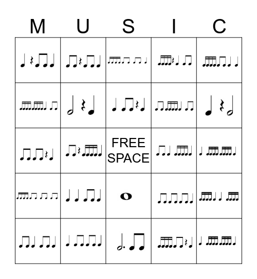 Music Rhythm Bingo Card