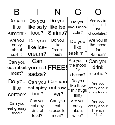 Can you? Are you? Do you? Bingo Card