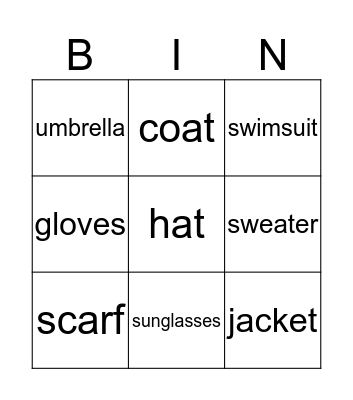 I wear a..... Bingo Card