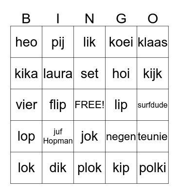 Bavinck-Bingo! Bingo Card