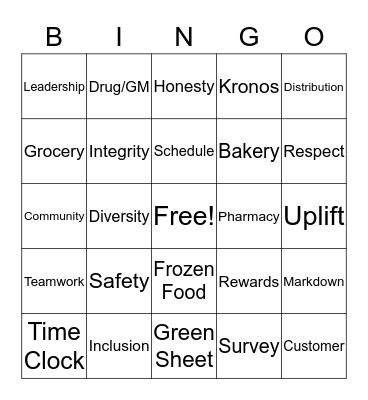 Associate Appreciation Bingo Card