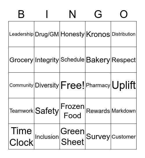 Associate Appreciation Bingo Card