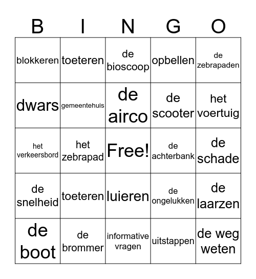 Woordenschatbingo Card