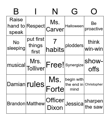 Ms. Forte-Second Chance Bingo Card