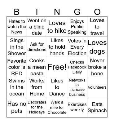 Lead's Club - A Networking Club Bingo Card