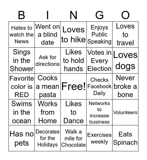 Lead's Club - A Networking Club Bingo Card