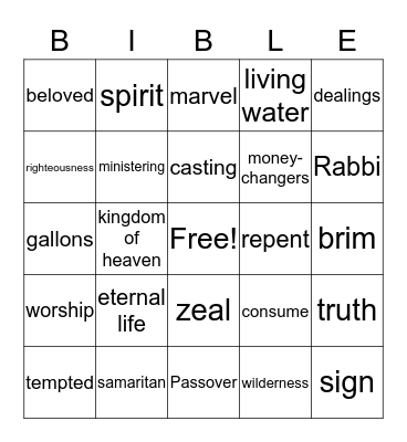 Bible Review Weeks 5-8 Bingo Card