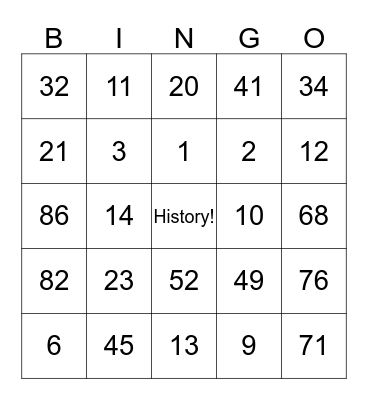 Mathematical Games Bingo Card