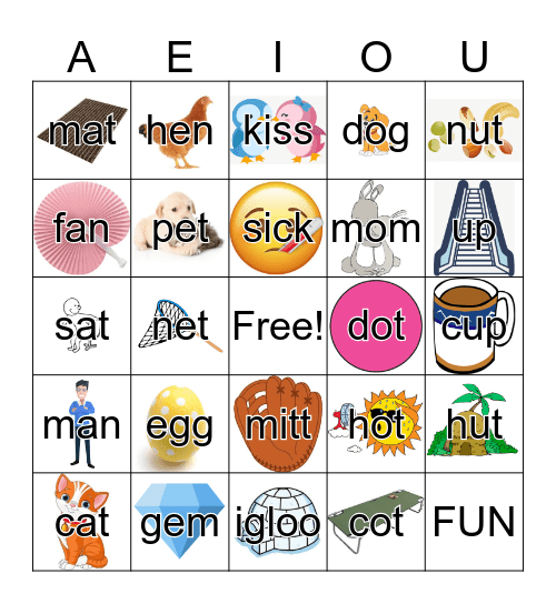 Vowel Bingo Card