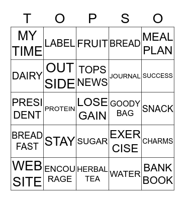 TOPS CONTEST FOR WEEK 1 Bingo Card