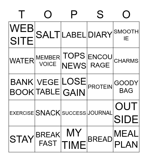 TOPS CONTEST WEEK 2 Bingo Card
