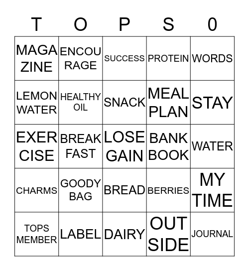 TOPS CONTEST WEEK 3 Bingo Card