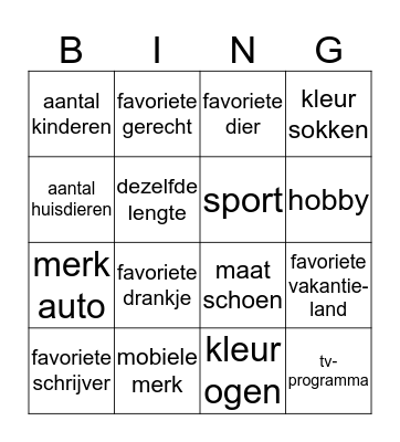 wie heeft dezelfde Bingo Card