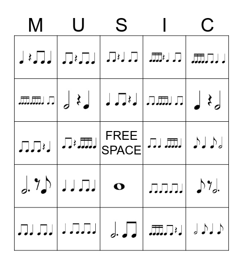 Music Rhythm Bingo Card