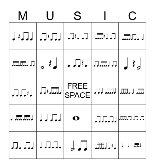 Music Rhythm Bingo Card