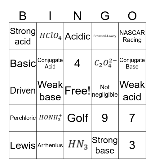 Salts Bingo Card