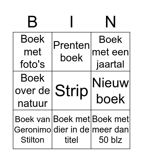 Zoek het juiste boek Bingo Card