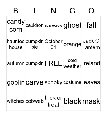 Halloween Bingo Card