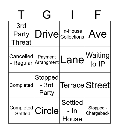 RANDOM BINGO Card