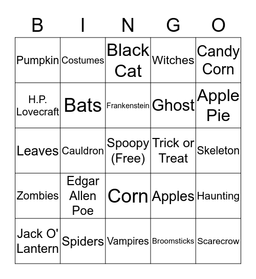 Westminster Round's Harvest Party Bingo Card