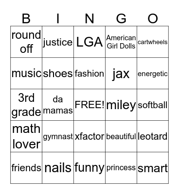 Eva's crazy for bingo Card