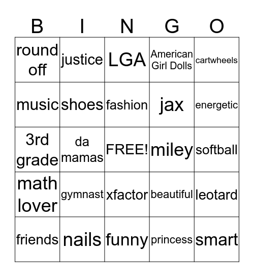 Eva's crazy for bingo Card