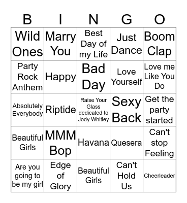 RADIO SONGS Bingo Card