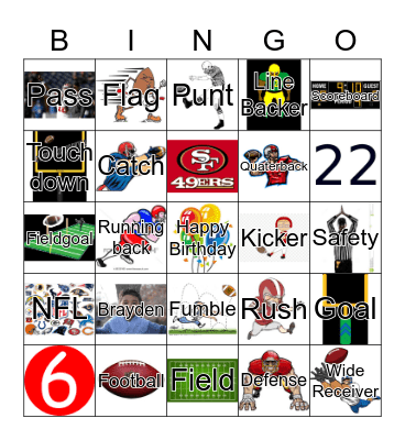 Brayden's 6th Birthday Bingo Card