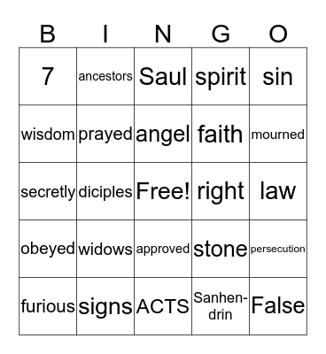 Dig 4 Bingo Card