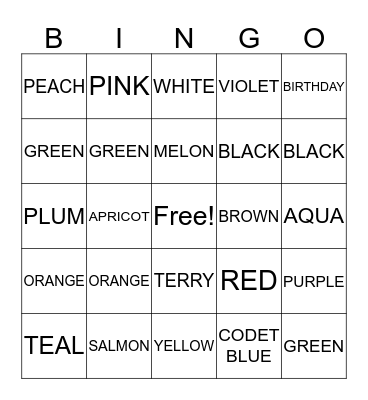 Terry's Birthday Drinking Bingo Card