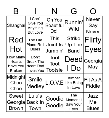 UPTUNES Bingo Card