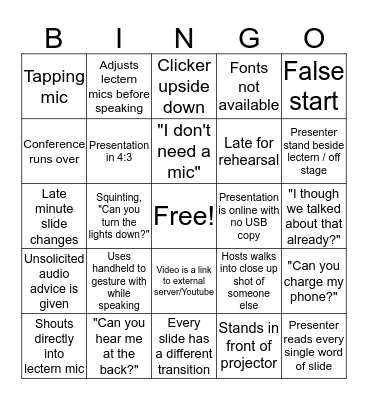 AV Bingo Card