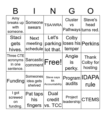 CTS Admistrator BINGO Card