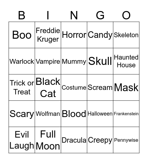 Halloween Bingo! Bingo Card