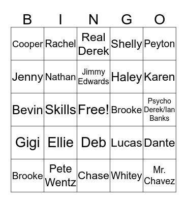Seasons 3 & 4 OTH Bingo Card
