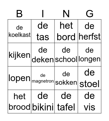 woordenbingo! Bingo Card