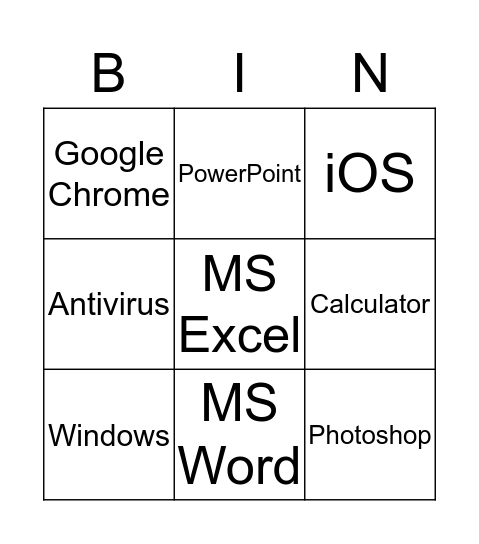 Software Bingo Card